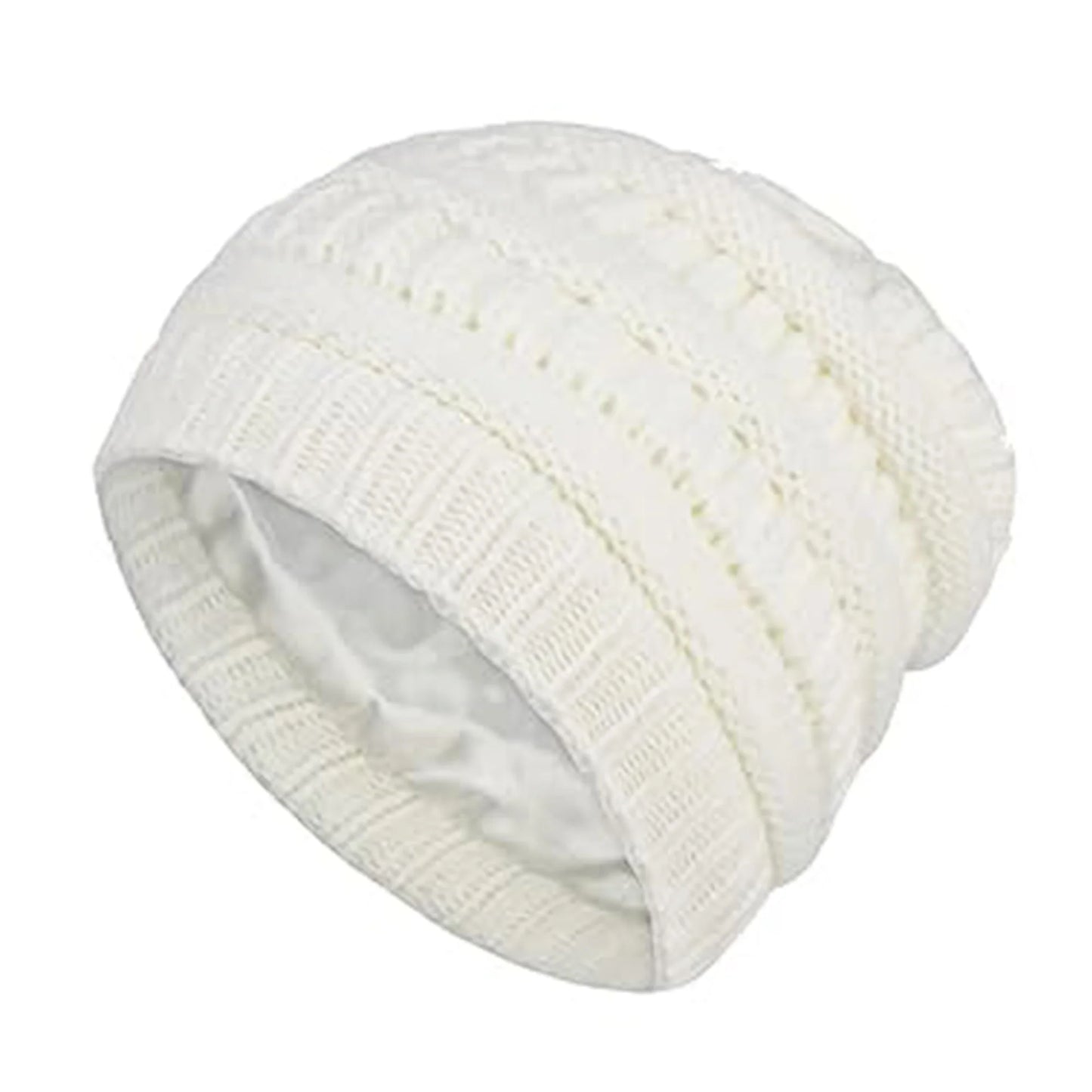 Handmade Satin Lined Winter Knit Beanie