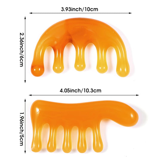 Loc Comb 2 Pack, Natural Resin Wide Tooth Comb for Women Men, Scalp Stimulator Massager for Gua Sha and Head Massage Meridian, Anti-Static Hair Loc Brush