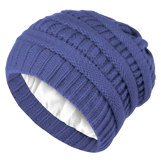 Handmade Satin Lined Winter Knit Beanie