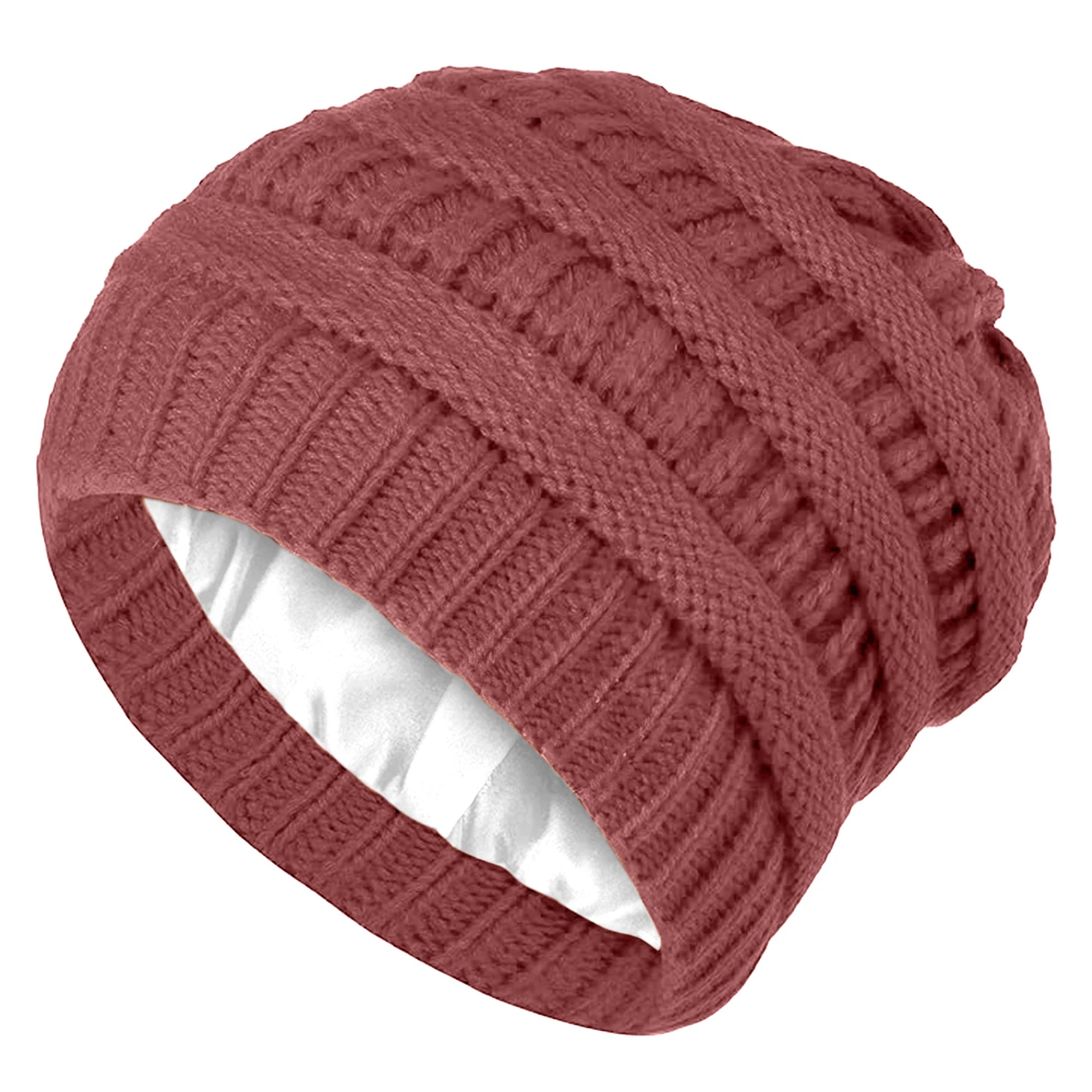 Handmade Satin Lined Winter Knit Beanie