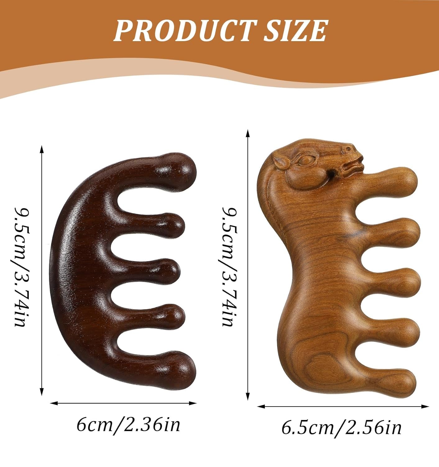 Wooden Massage Comb, 2 Pcs Wood Scalp Massager, Gua Sha Comb, Massage Comb & Loc Comb, Wooden Scalp Massager for Hair Growth, Scalp Massage Comb for Women and Men