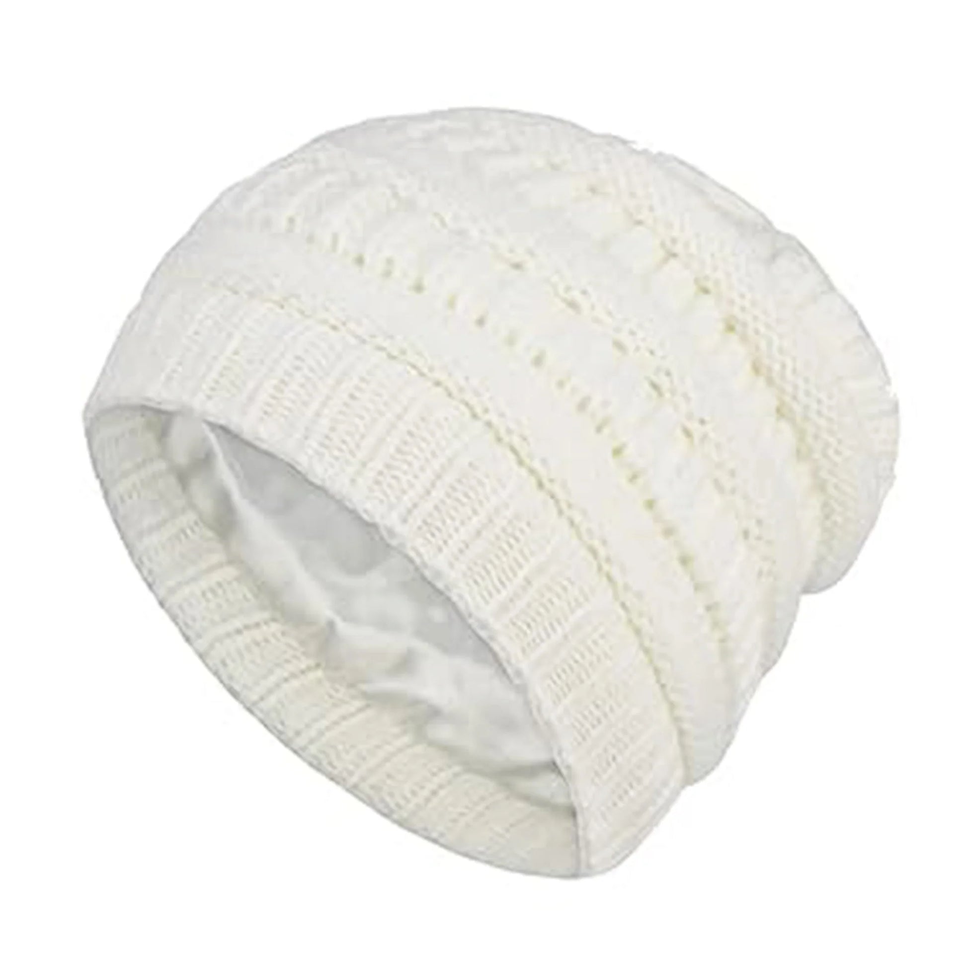 Handmade Satin Lined Winter Knit Beanie