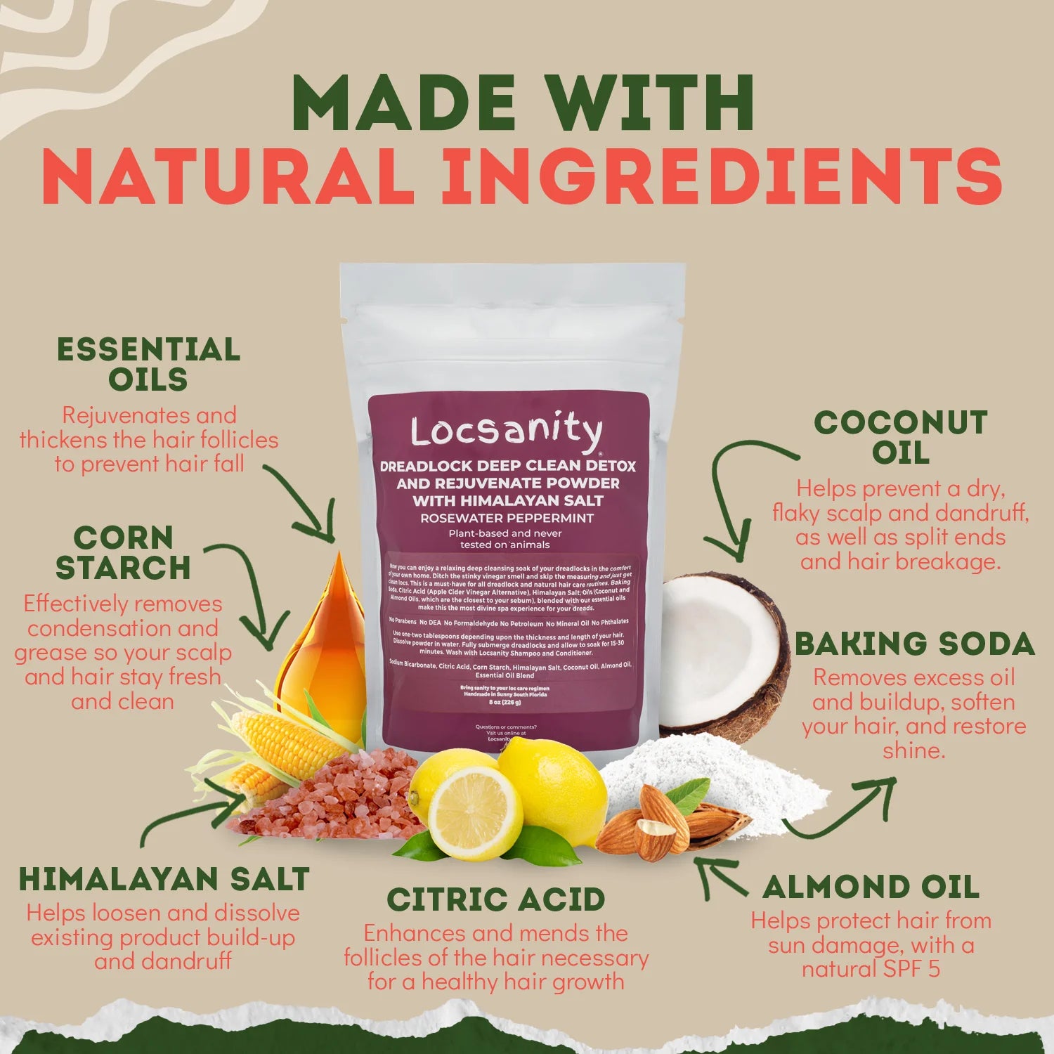 Dreadlock Natural Hair Deep Clean Detox and Rejuvenate Dreadlock Powder - ACV Al