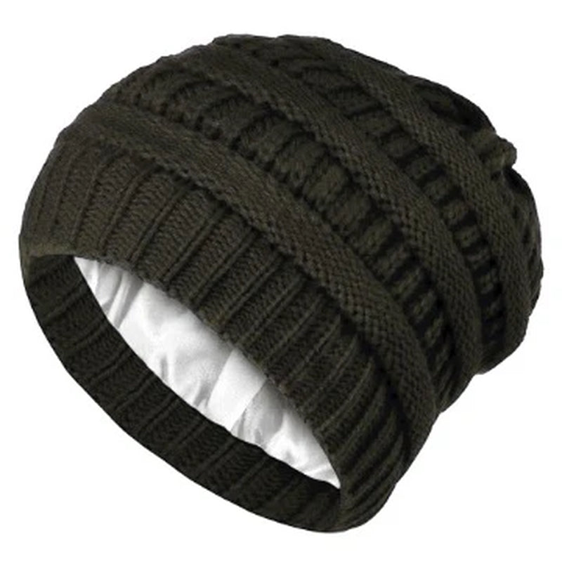 Handmade Satin Lined Winter Knit Beanie