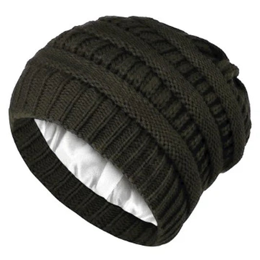Handmade Satin Lined Winter Knit Beanie