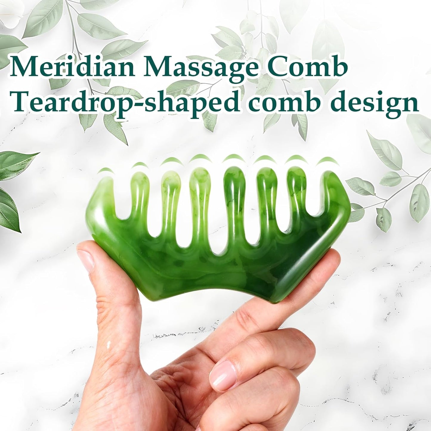 2PCS Gua Sha Hair Comb Scalp Gua Sha Green Massage Hair Comb Multifunctional Handheld Head Tools Jade Natural Guasha Scraping Scalp Comb for Head Relaxation Acupoint Treatment Hair Growth
