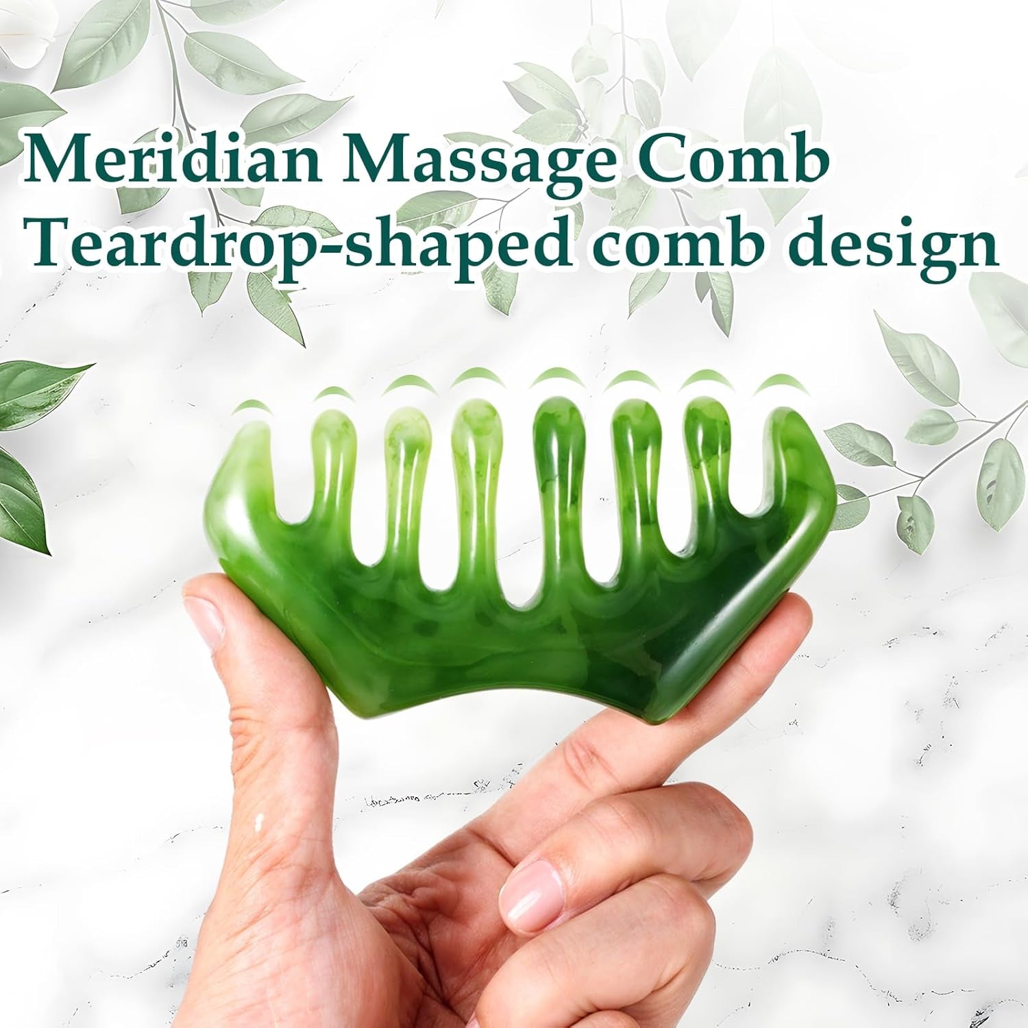 2PCS Gua Sha Hair Comb Scalp Gua Sha Green Massage Hair Comb Multifunctional Handheld Head Tools Jade Natural Guasha Scraping Scalp Comb for Head Relaxation Acupoint Treatment Hair Growth
