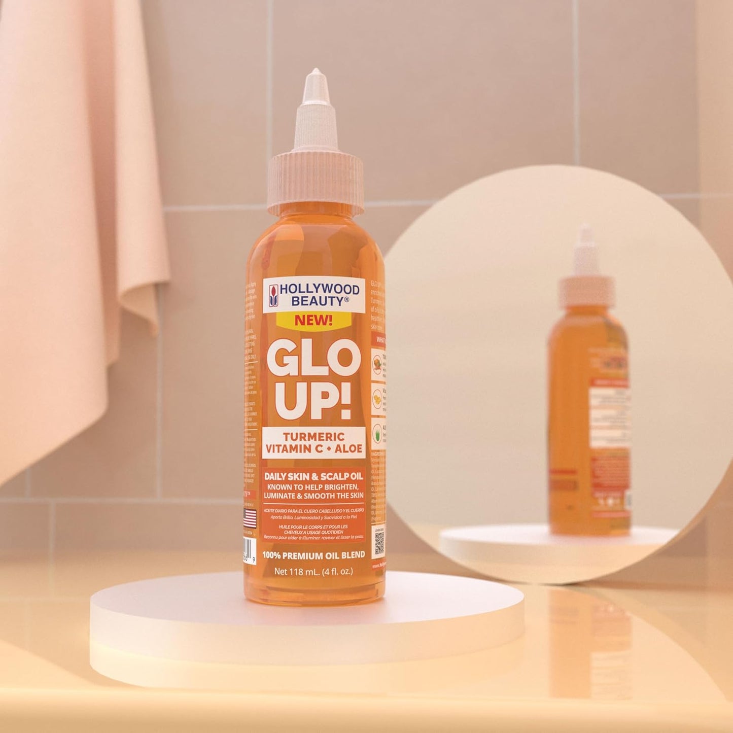 Glo Up! Daily Skin & Scalp Oil with Turmeric, Vitamin C, and Aloe, 4 Fl Oz