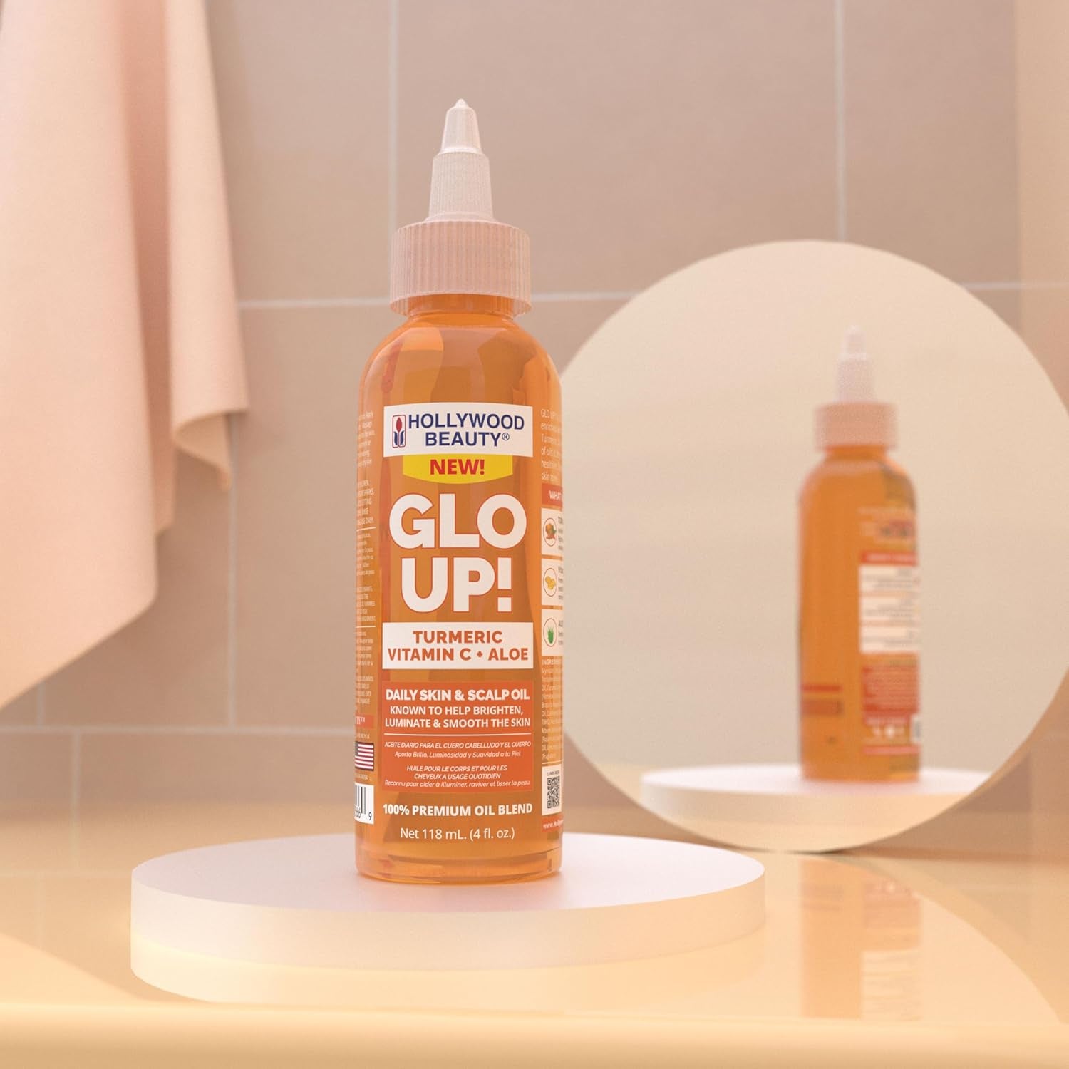 Glo Up! Daily Skin & Scalp Oil with Turmeric, Vitamin C, and Aloe, 4 Fl Oz