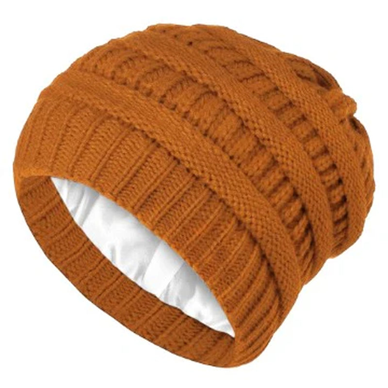 Handmade Satin Lined Winter Knit Beanie